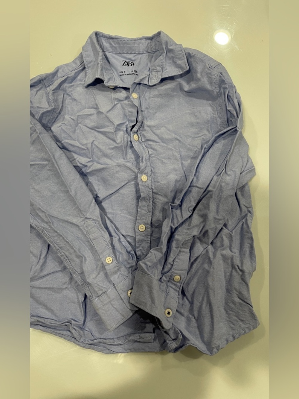 Zara Men's Pale Blue Long-Sleeve Button-Up Shirt